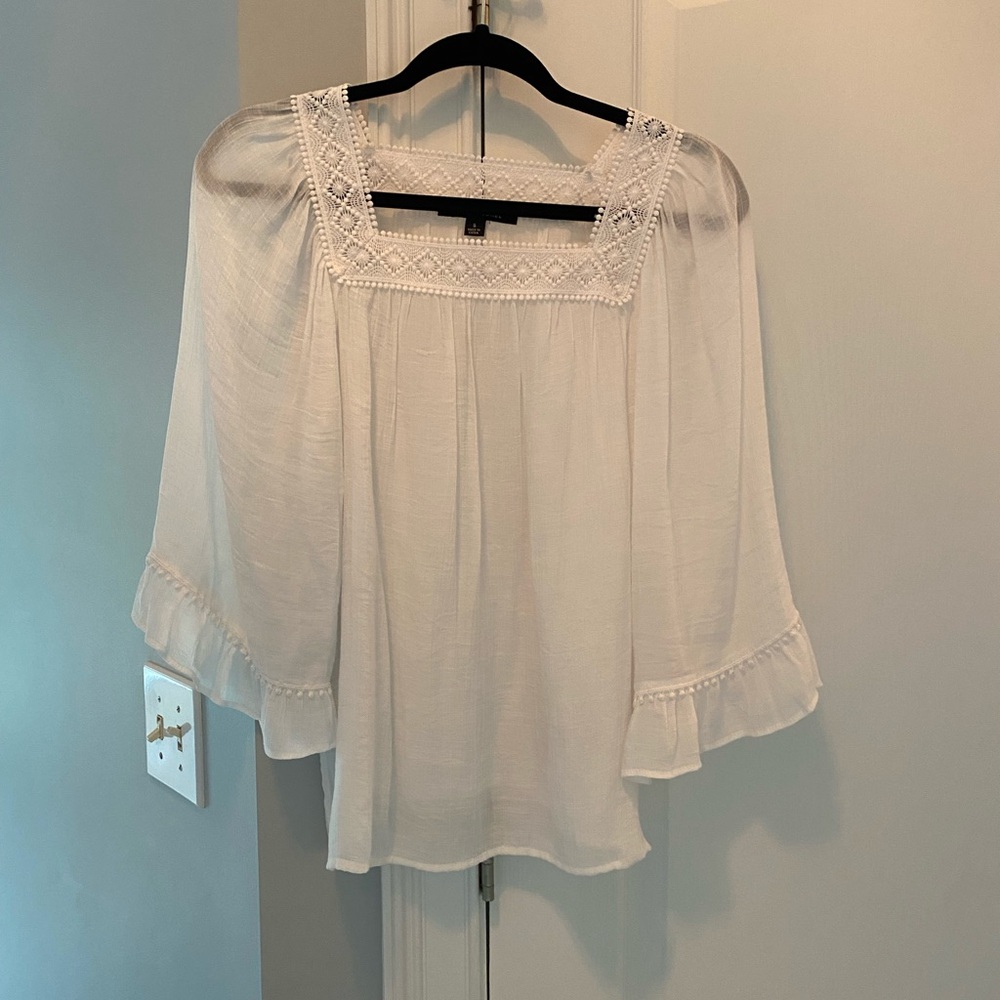 Zac & Rachel White Blouse Ruffled Relaxed Fit